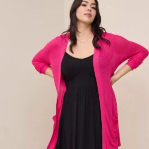 Torrid Plus Size 2 Cardigan Open Front Sweater Hot Pink